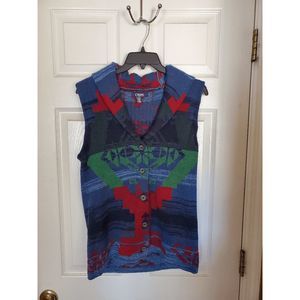 Chaps Womens Size M Sweater Cardigan Vest Navajo